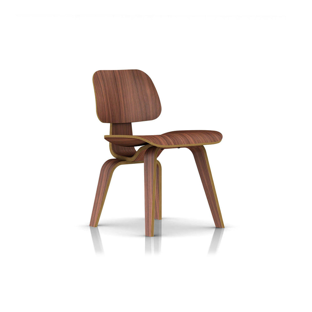 Eames Molded Plywood Dining Chair, Wood Base (Walnut)