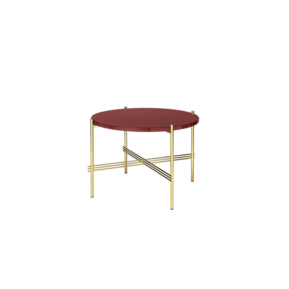 TS Coffee Table Ø55 Brass Base Glass Top (Vintage Red)  전시품 40%