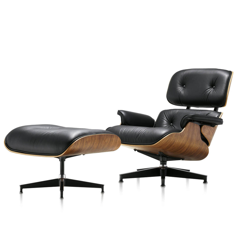 Eames Lounge Chair&amp;Ottoman Prone Leather (Black / Walnut)