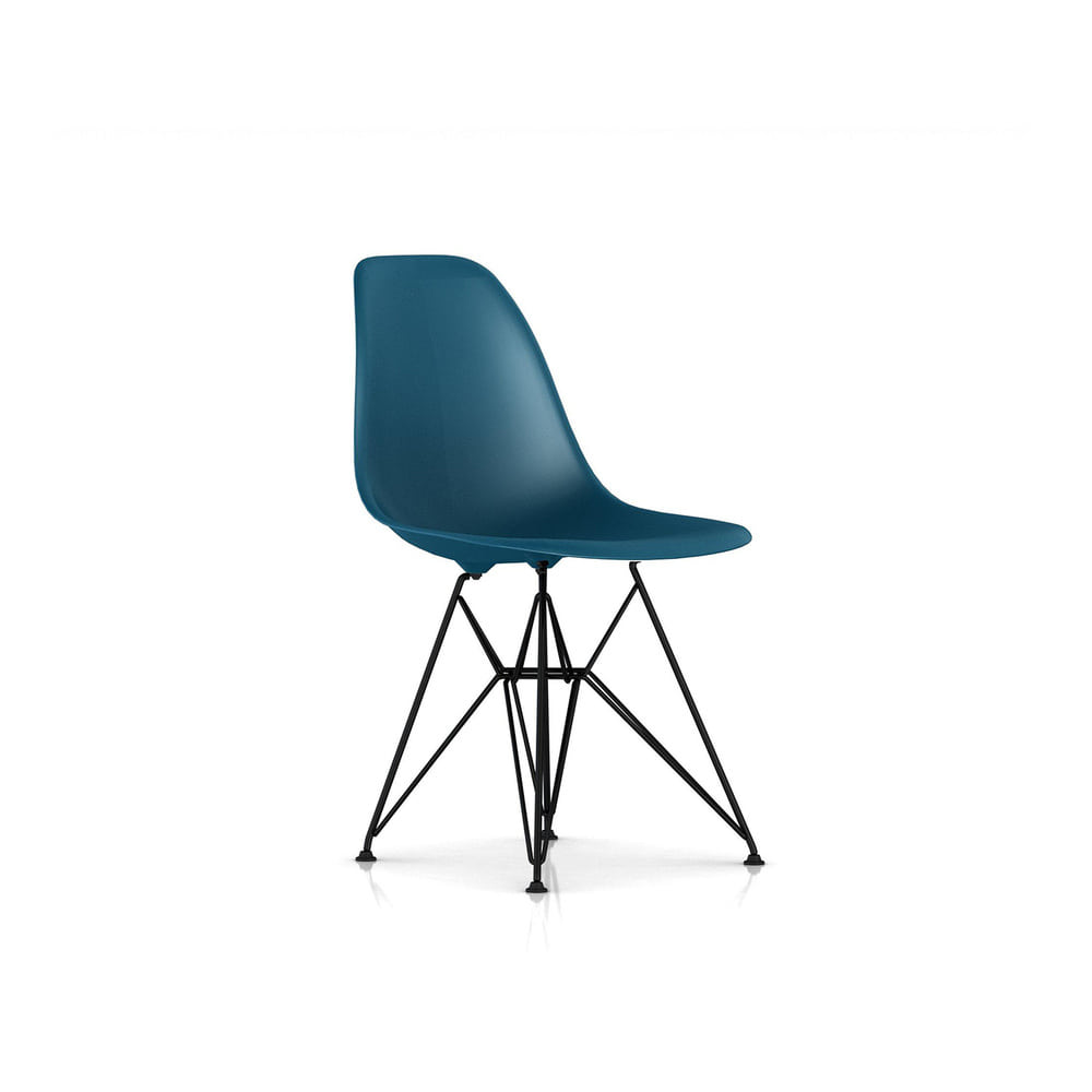 Eames Molded Plastic Side Chair, Wire-Base (Peacock Blue/Black)전시품 30%