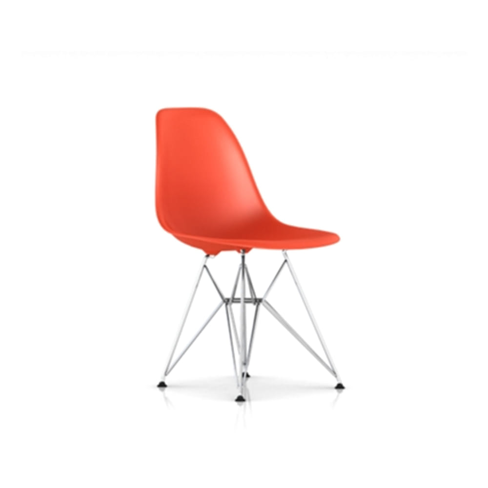 Eames Molded Plastic Side Chair, Wire-Base (Red Orange / Chrome)전시품 20%
