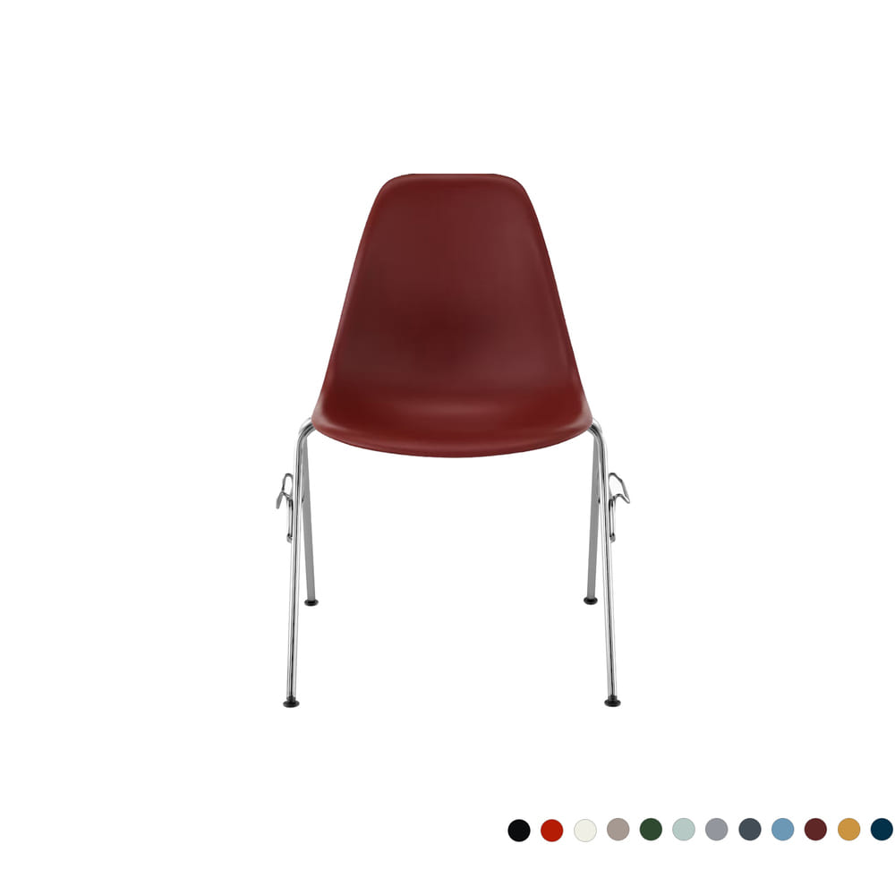 Eames Molded Plastic Side Chair, Stacking Base (12 Colors)