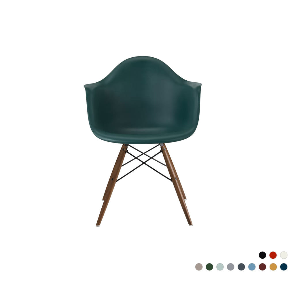 Eames Molded Plastic Armchair, Dowel Base Walnut (12 Colors)