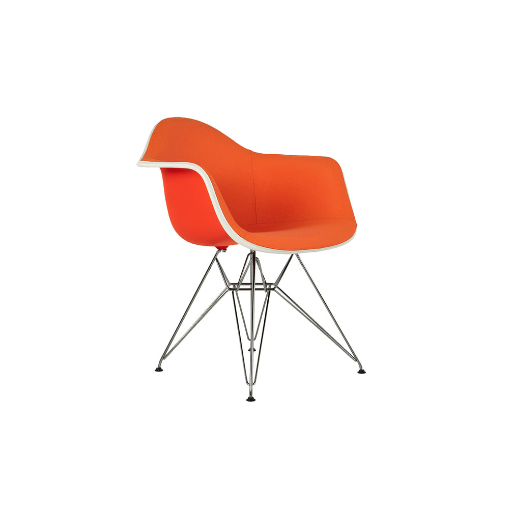 Eames Upholstered Molded Plastic Armchair (Red Orange)
