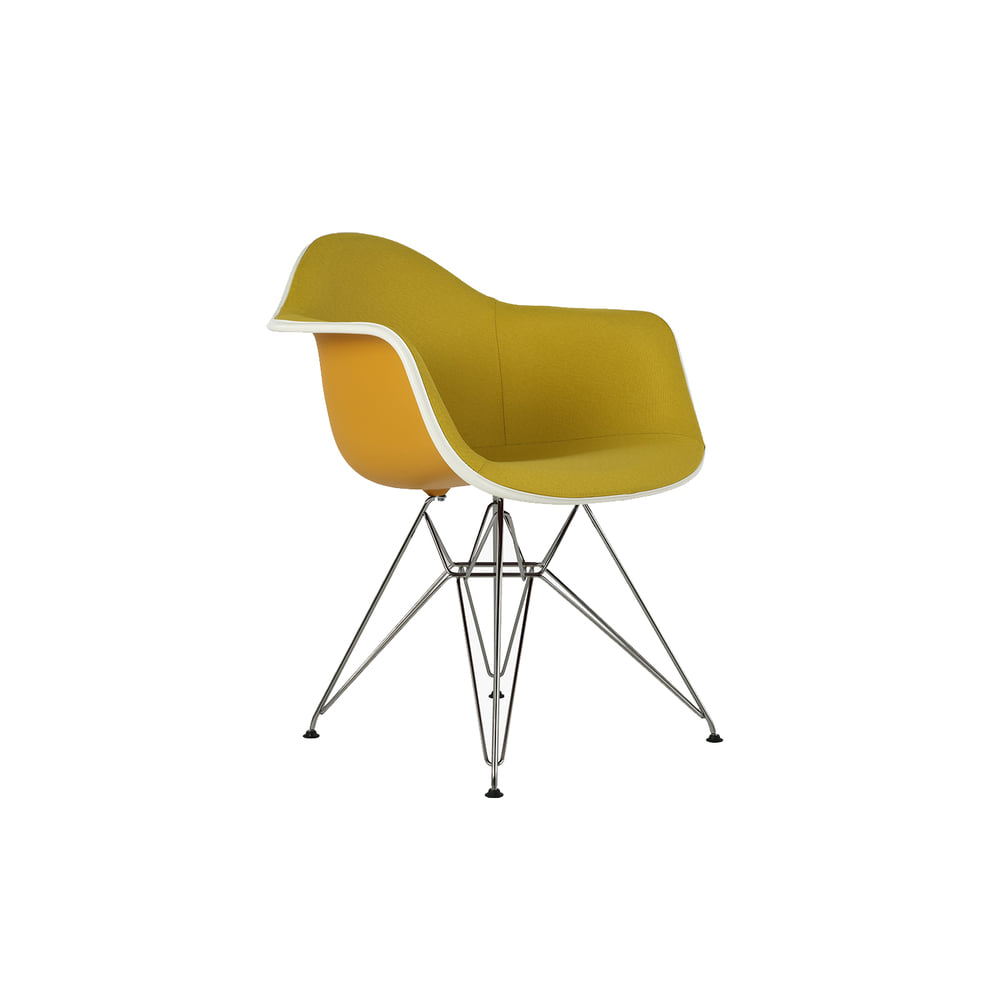 Eames Upholstered Molded Plastic Armchair (Deep Yellow)